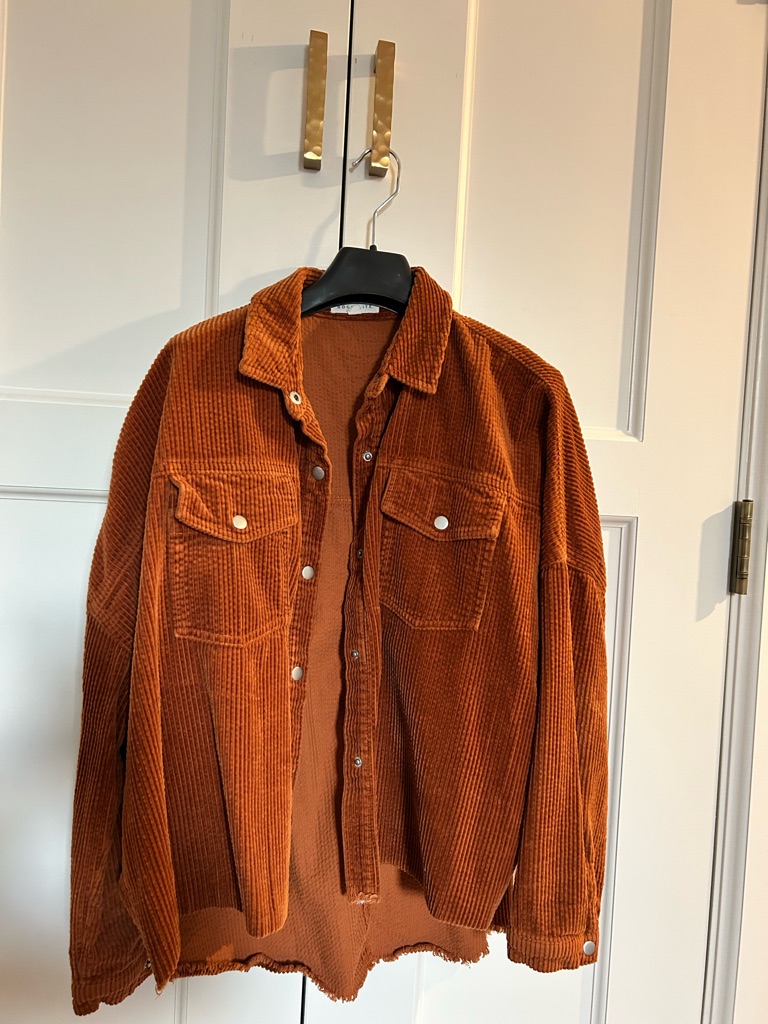 Socialite Burnt Orange Corduroy Button-Up Jacket
